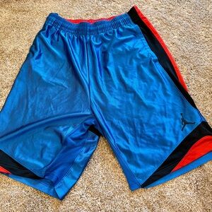 Jordan Brand Basketball Shorts. Blue and Red Athletic Shorts